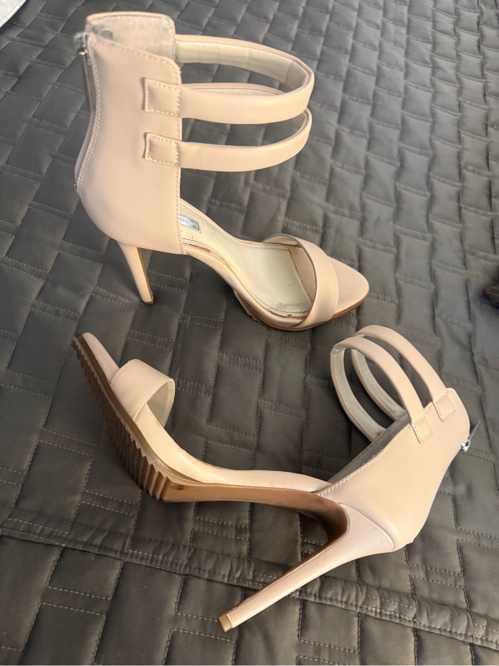 BCBGeneration Nude Double-Strap Stiletto Sandals